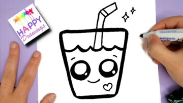 HOW TO DRAW A SUPER CUTE DRINK - KAWAII HAPPY DRAWINGS