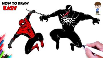 How to Draw Spiderman Vs Venom Easy Step by Step - Superhero Drawing for Kids