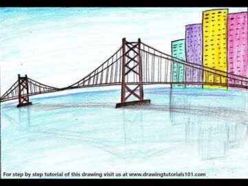 How to Draw a City Bridge Scenery - Step by Step