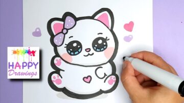 How to Draw  a Super Cute  Kitten - Happy Drawings