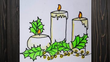How to draw candle | Easy Christmas decor drawing ideas